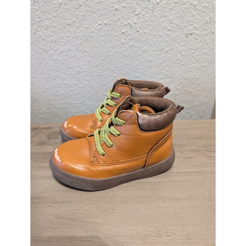 OshKosh B'gosh Kids Tan Brown Boots Hook Loop Size 7M